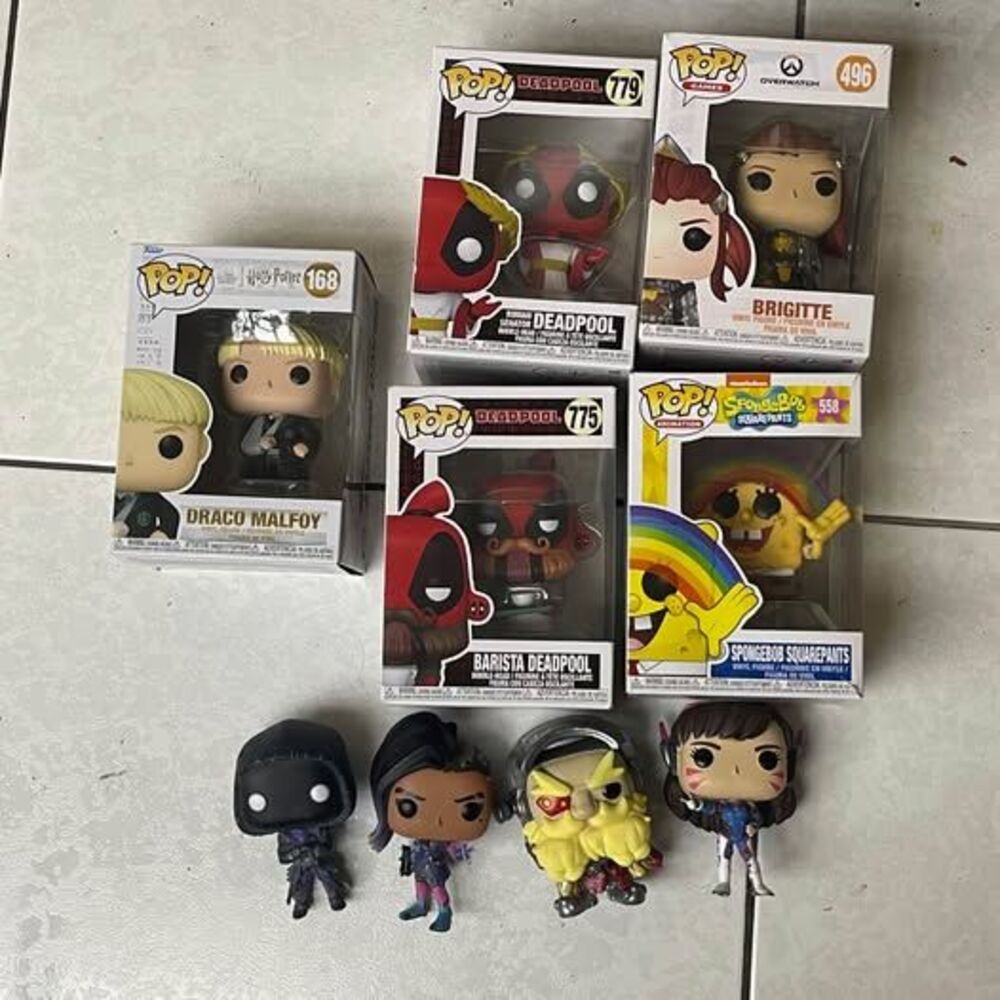 Funko Pop! figures lot Deadpool Harry Potter Spongebob Overwatch 168 775 779 496